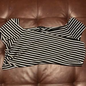 Eloquii Striped Short Sleeve Crop Top